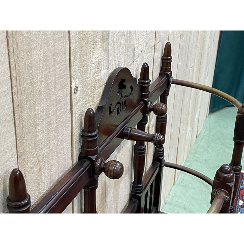 Vintage English mahogany and brass umbrella stand, 1930