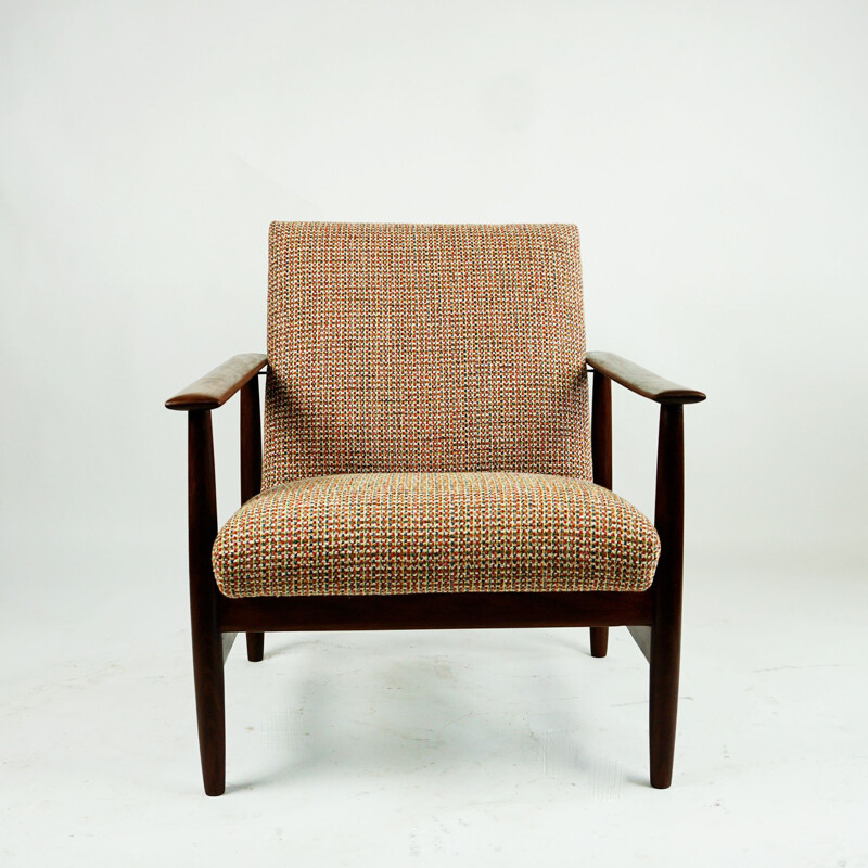 Mid century mahogany and new fabric armchair by Knoll Antimott, Germany 1960s