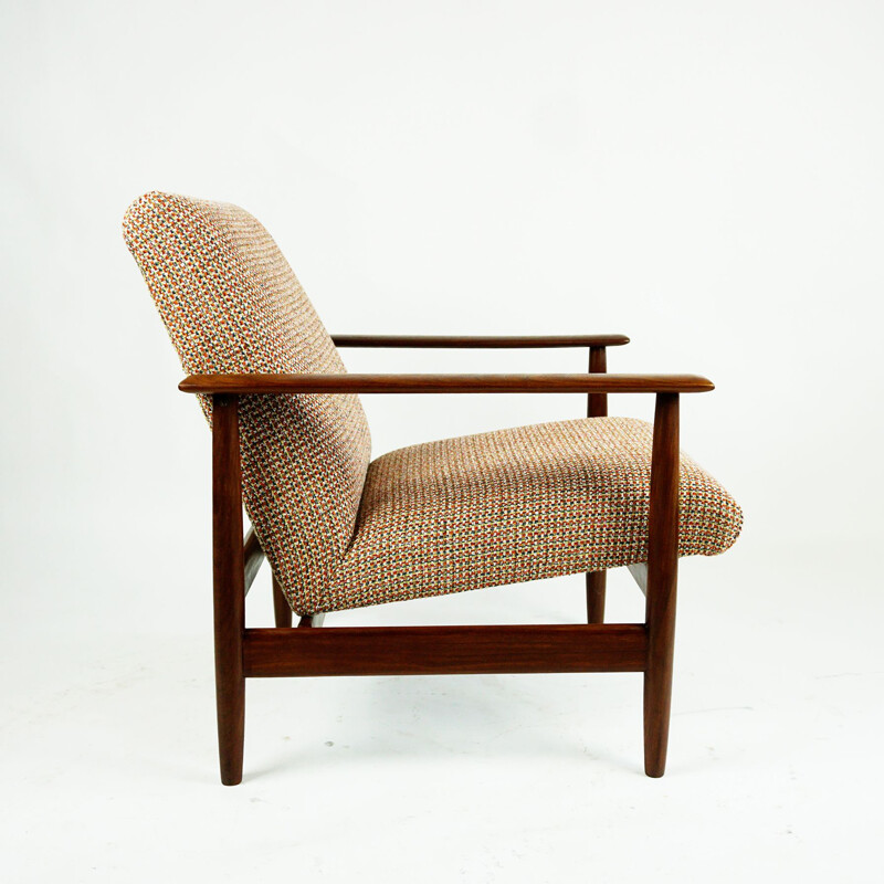 Mid century mahogany and new fabric armchair by Knoll Antimott, Germany 1960s