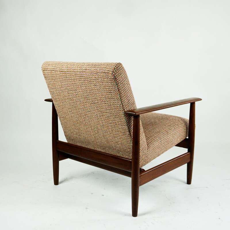 Mid century mahogany and new fabric armchair by Knoll Antimott, Germany 1960s