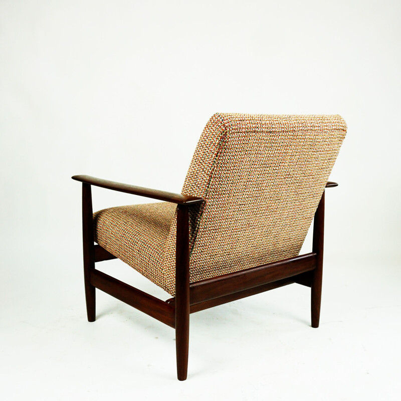 Mid century mahogany and new fabric armchair by Knoll Antimott, Germany 1960s