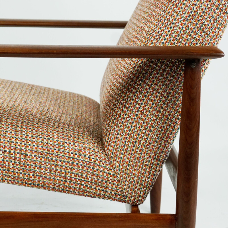 Mid century mahogany and new fabric armchair by Knoll Antimott, Germany 1960s
