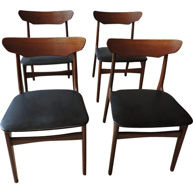 Set of 4 Danish chairs, SCHIONNING & ELGAARD - 1960s