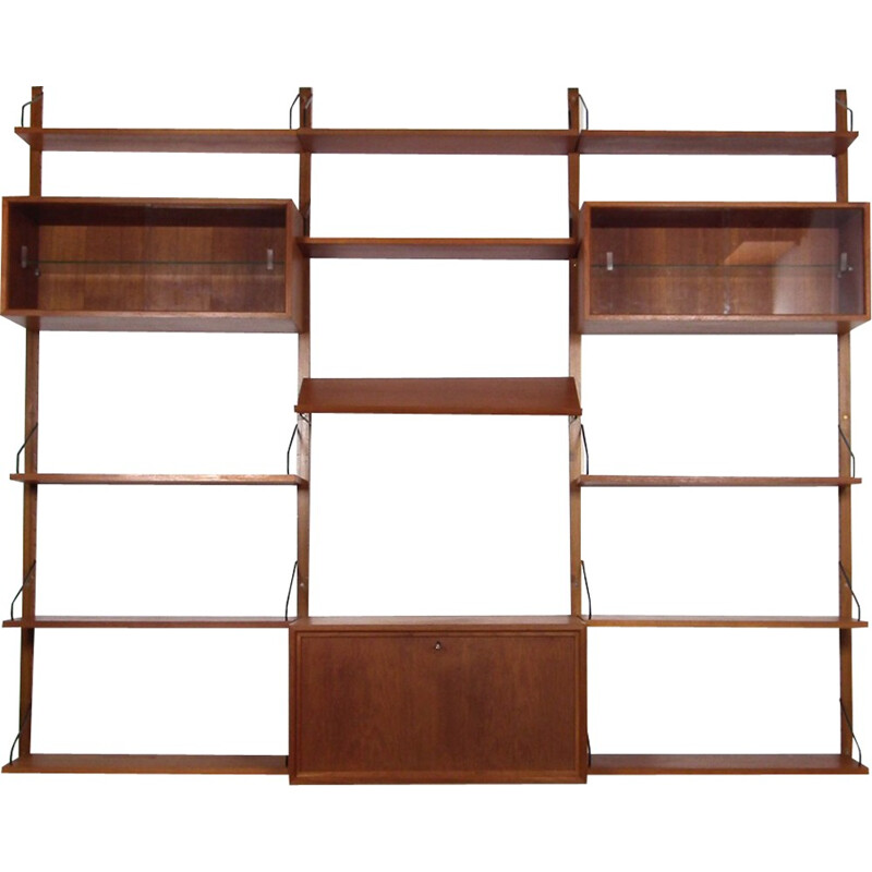 Danish "Royal" wall system in teak veneer, Poul CADOVIUS - 1960s