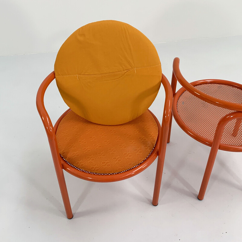 Ensemble de 4 chaises vintage orange Locus Solus de Gae Aulenti pour Poltronova, 1960
