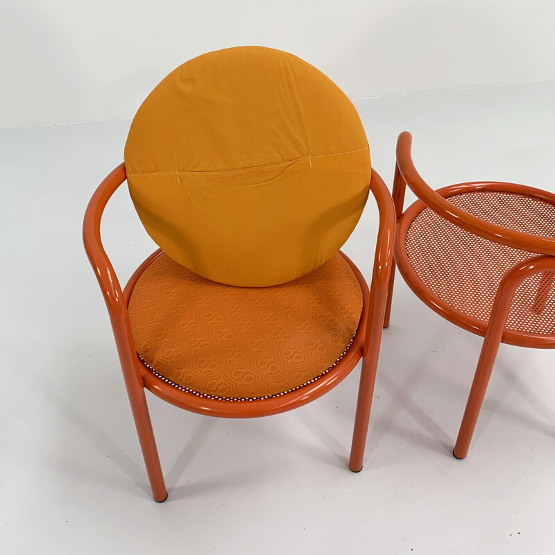 Set of 4 vintage orange Locus Solus chairs by Gae Aulenti for Poltronova, 1960s