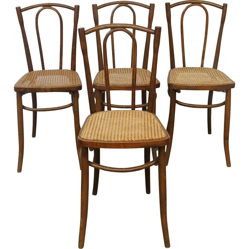 Lot de 4 chaises bistrot vintage par Thonet, 1920