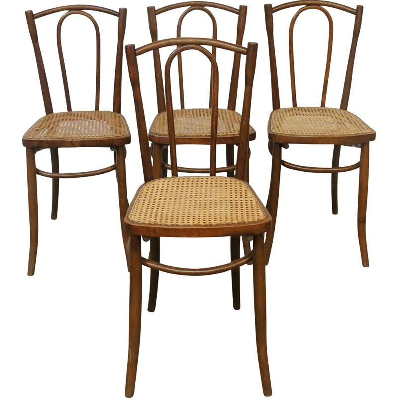 Set of 4 vintage bistro chairs by Thonet, 1920