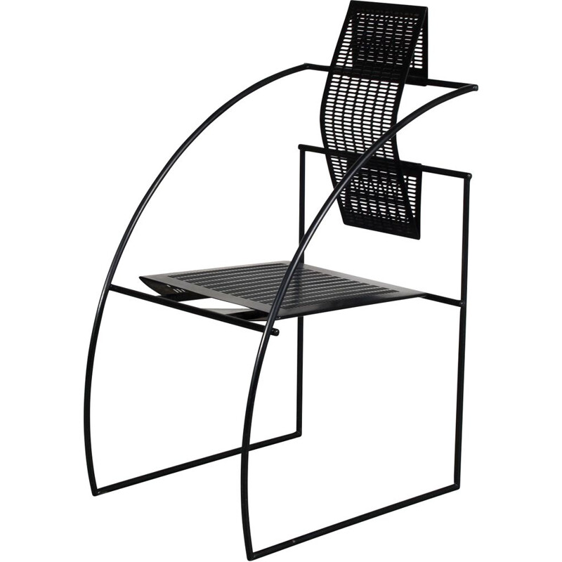 Vintage "Quinta" black lacquered metal armchair by Mario Botta for Alias, Italy 1980