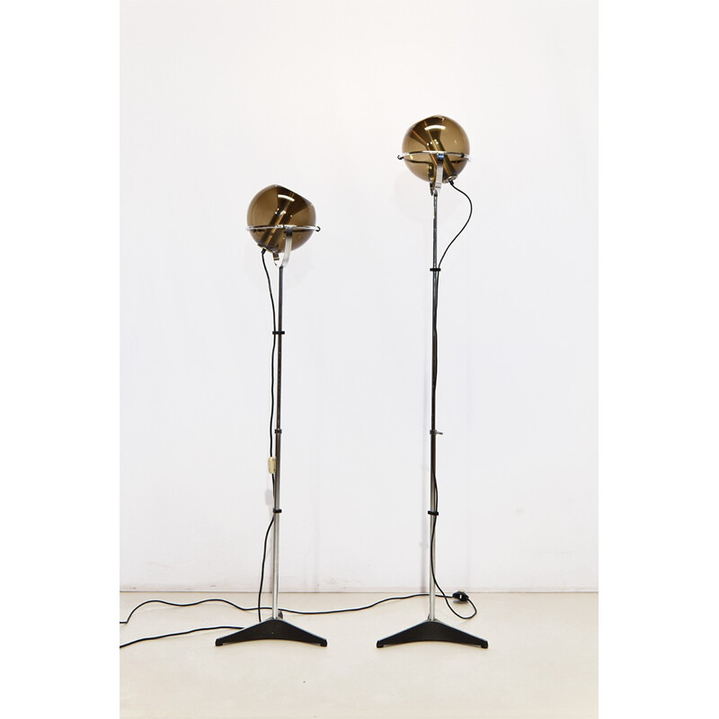 Pair of Raak chromed "Globe" floor lamps, Frank LIGTELIJN - 1960s