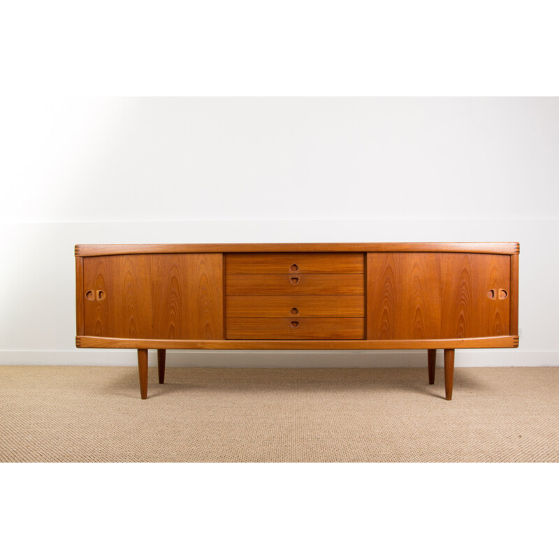 Vintage Danish teak sideboard with 2 large sliding doors by Henry Walter Klein for Bramin, 1960