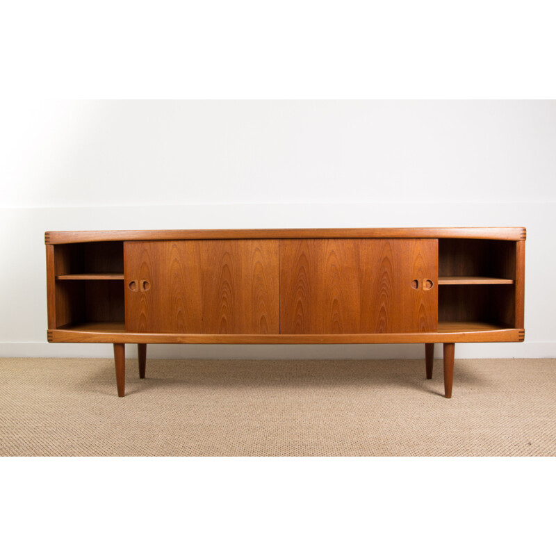 Vintage Danish teak sideboard with 2 large sliding doors by Henry Walter Klein for Bramin, 1960