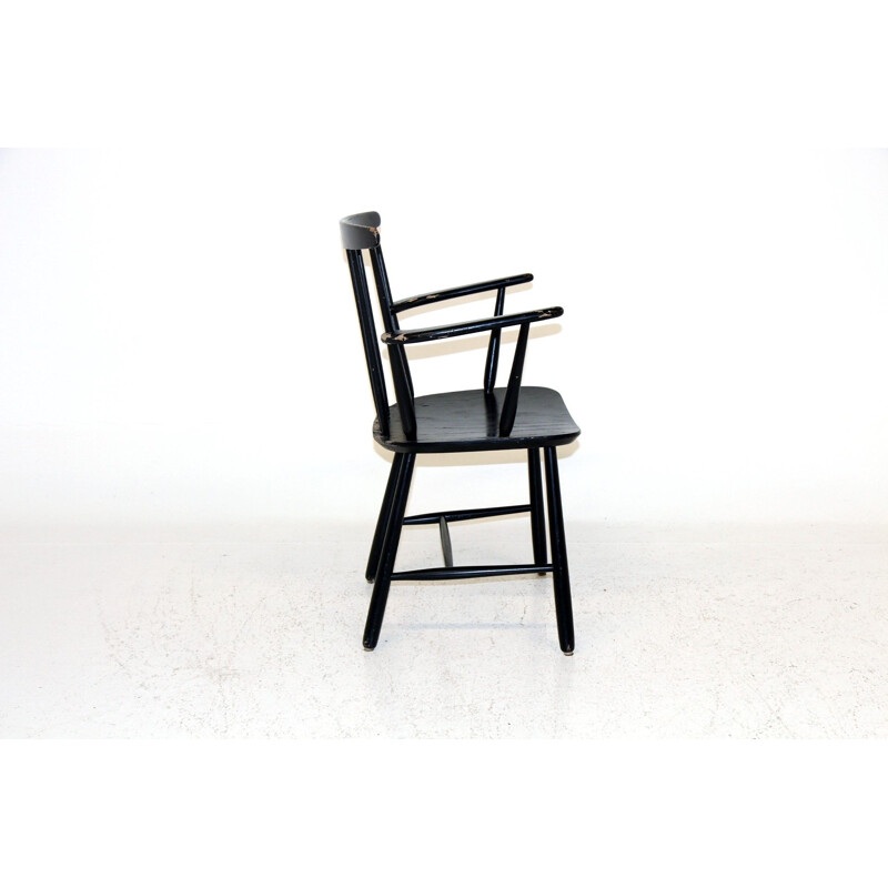 Vintage beechwood armchair painted black for Billund Møbelfabrik, 1960