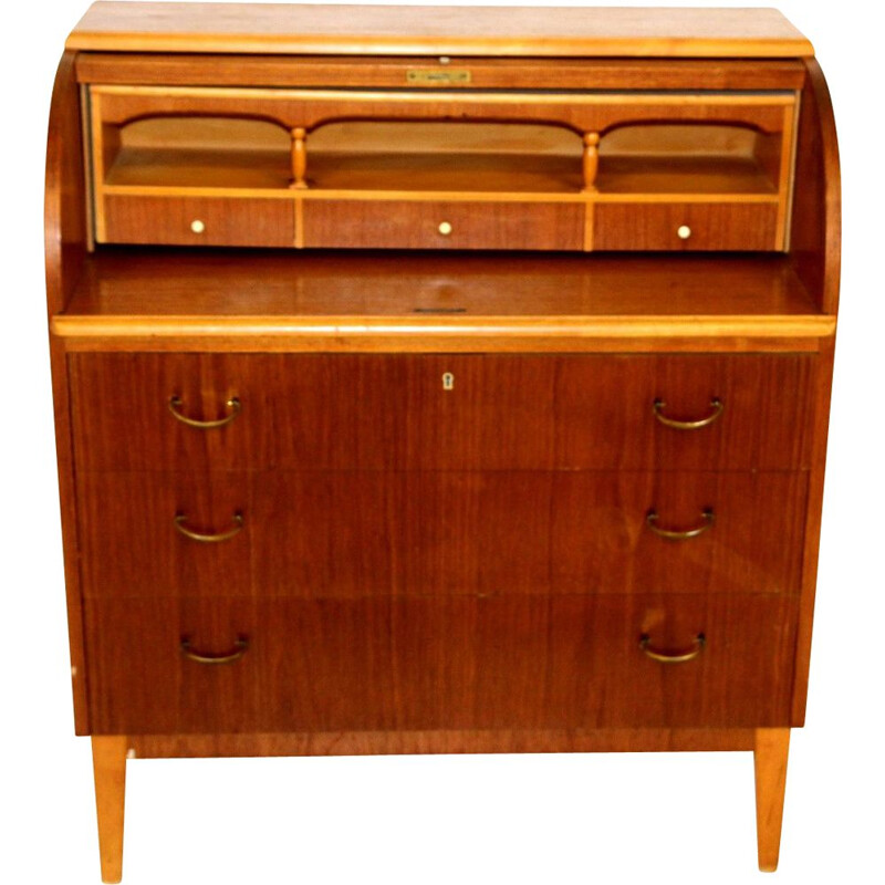 Vintage teak and beechwood secretary, Sweden 1960