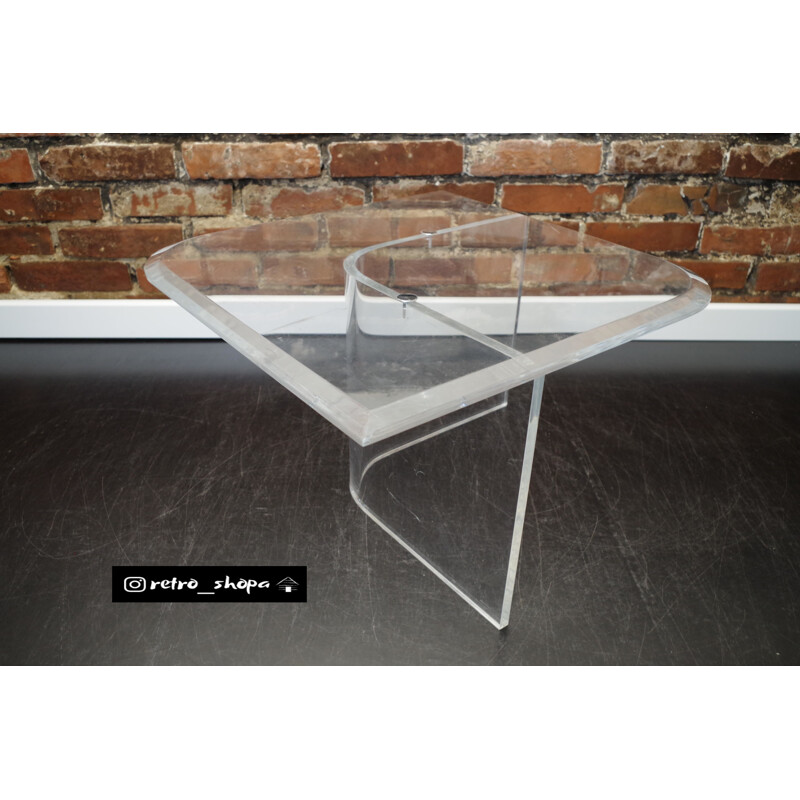 Mid-century transparent plexiglass coffee table, 1980s