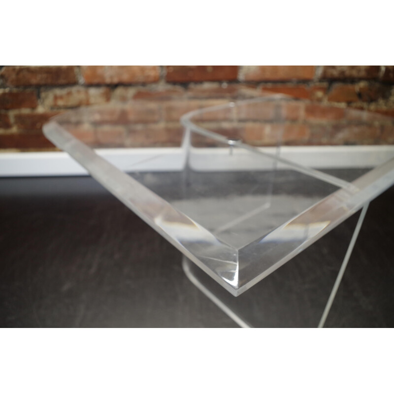 Mid-century transparent plexiglass coffee table, 1980s