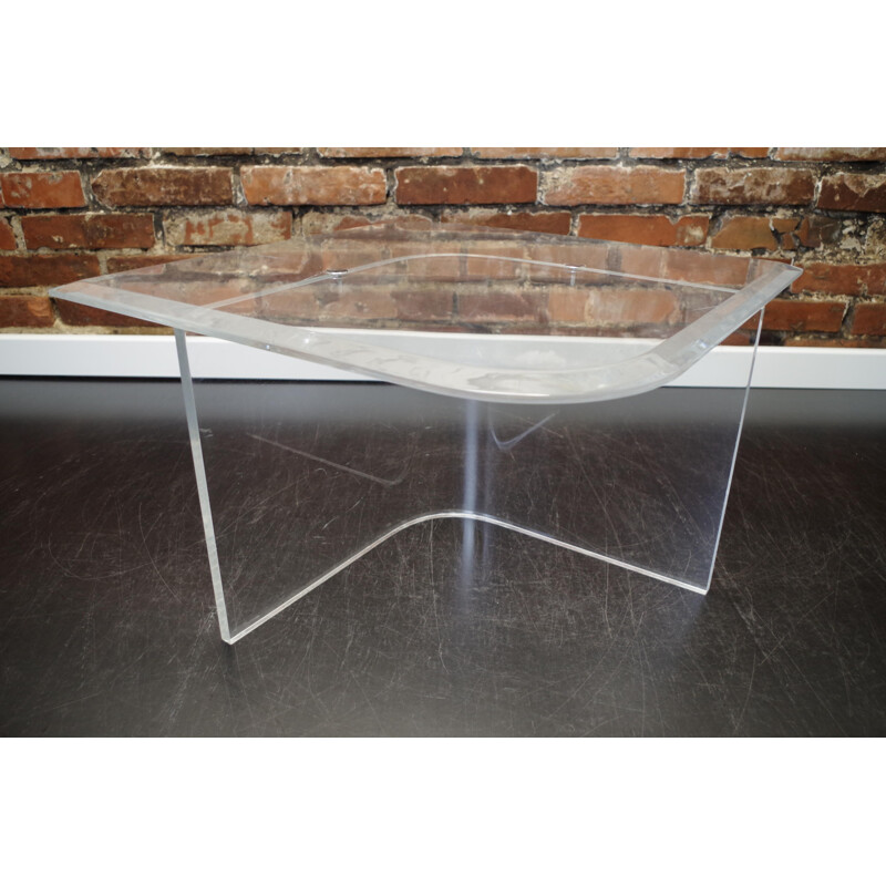 Mid-century transparent plexiglass coffee table, 1980s