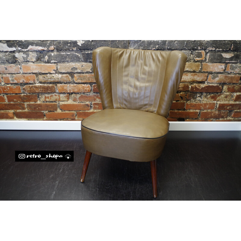 Mid-century ecological leather club armchair, 1960-1970s