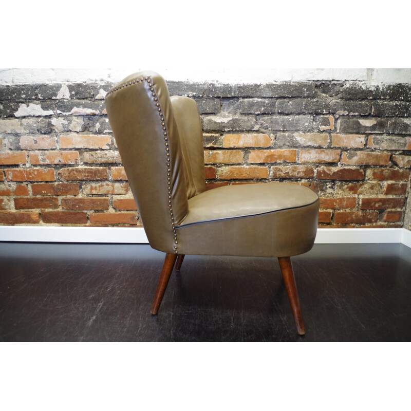 Mid-century ecological leather club armchair, 1960-1970s