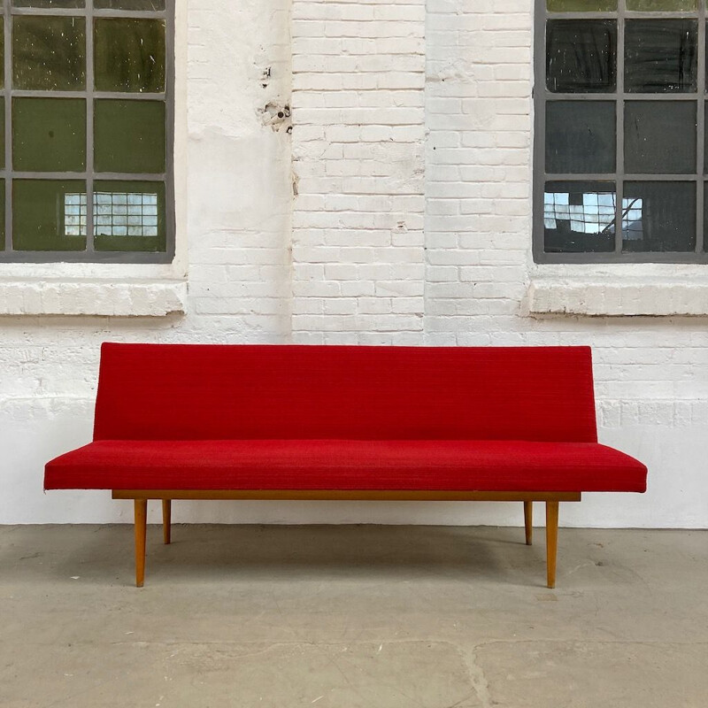 Mid century red sofa by Miroslav Navrátil, 1960s