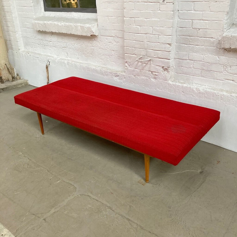 Mid century red sofa by Miroslav Navrátil, 1960s