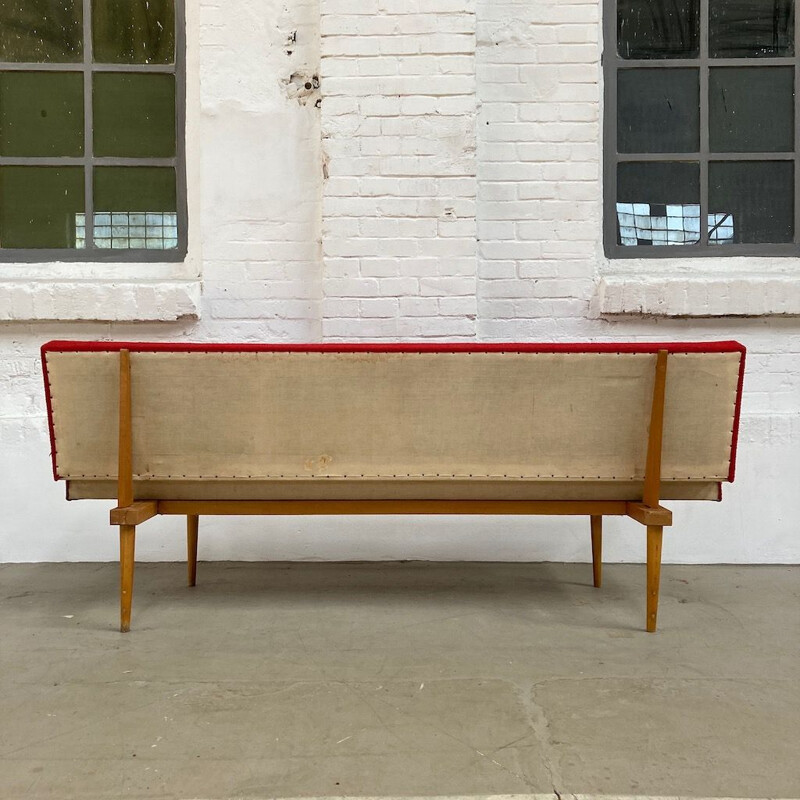 Mid century red sofa by Miroslav Navrátil, 1960s