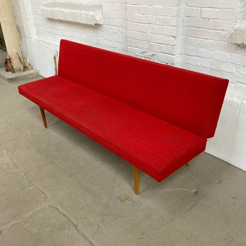 Mid century red sofa by Miroslav Navrátil, 1960s