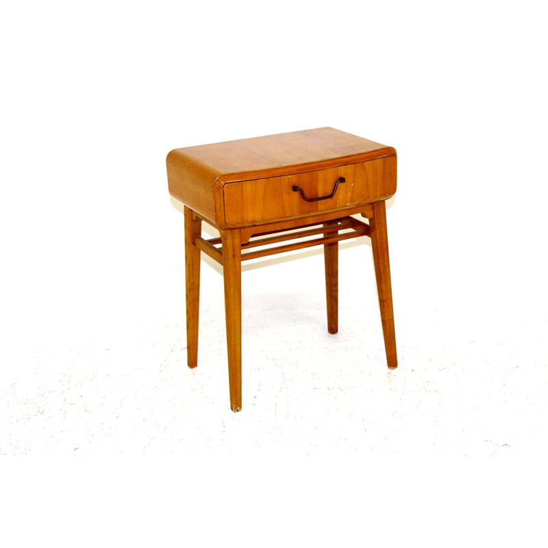 Vintage elmwood night stand by Axel Larsson for Bodafors, Sweden 1950