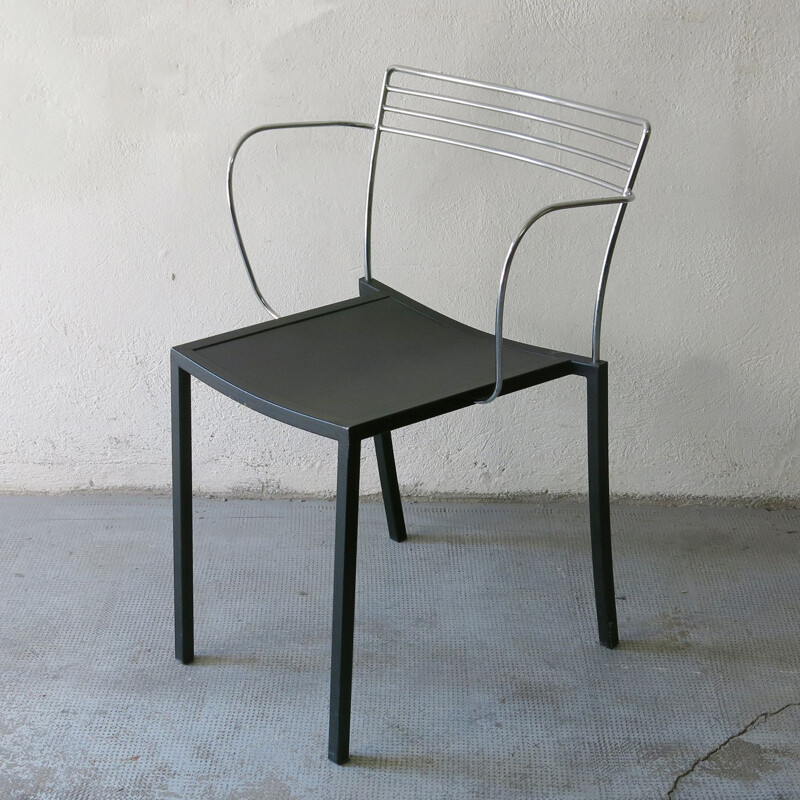 Piccolo vintage chair in black lacquered metal by Pascal Mourgue for Fermob, 1990