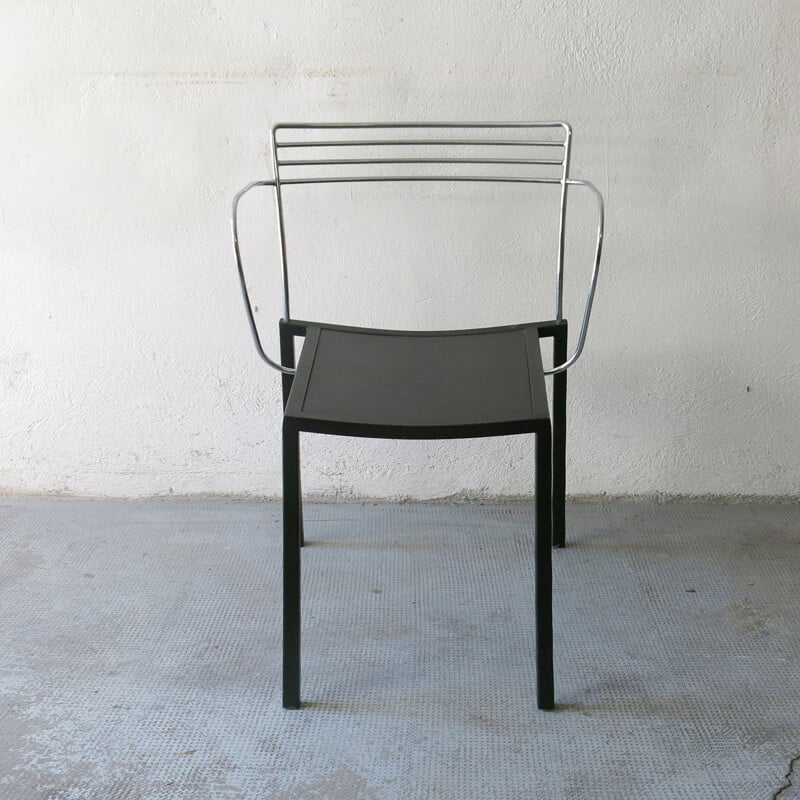 Chaise vintage Piccolo en métal laqué noir de Pascal Mourgue pour Fermob, 1990