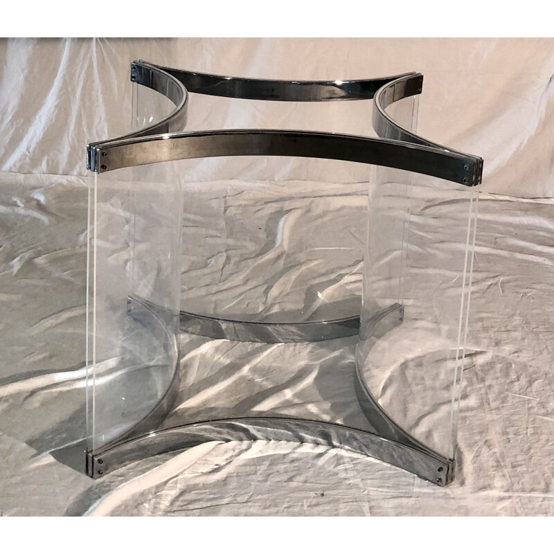 Table octogonale vintage en verre et Plexiglas par Alessandro Albrizzi, 1970