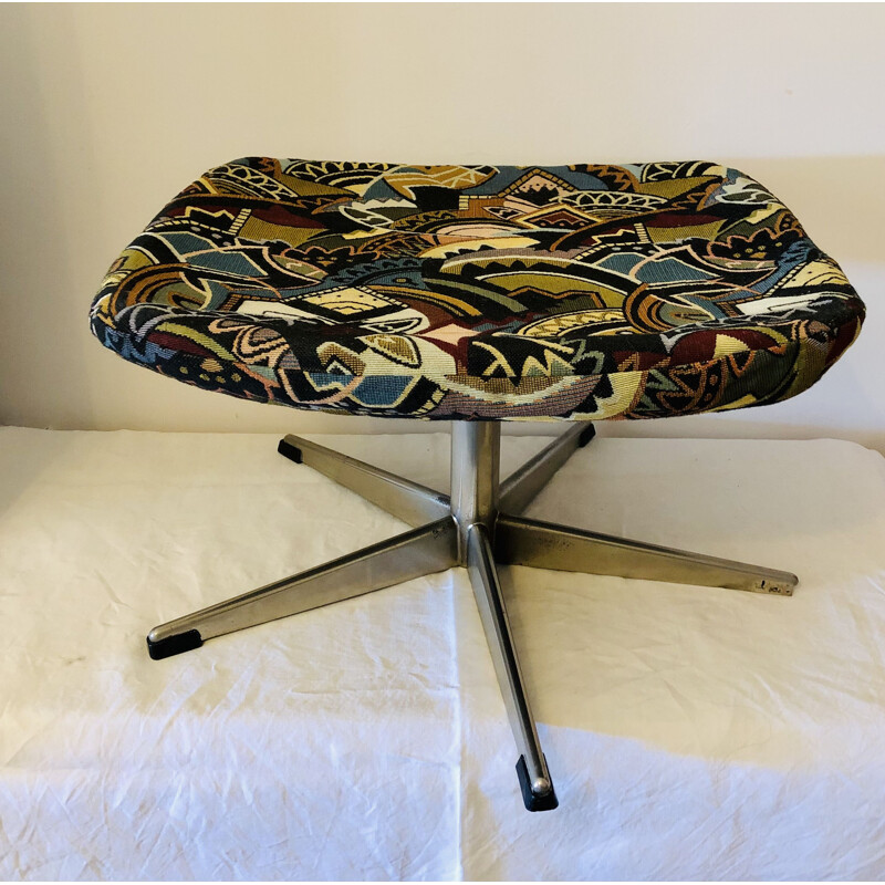 Vintage metal and fabric swivel footrest, 1960-1970