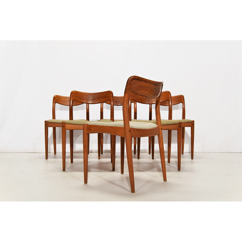 Ensemble Uldum Møbelfabrik de 6 chaises en teck, Johannes ANDERSEN - 1960