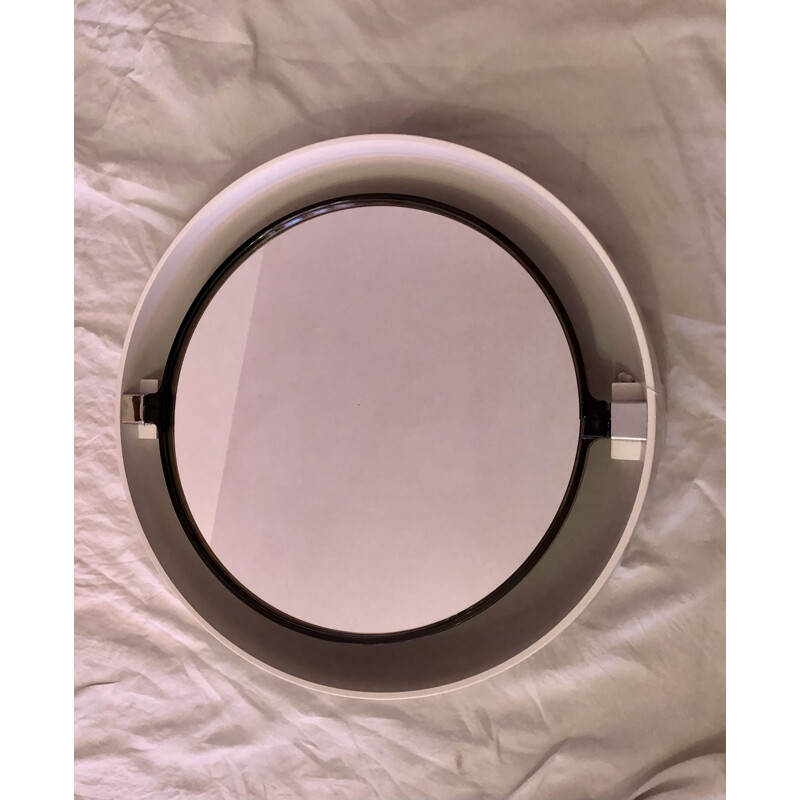 Round illuminated vintage pivoting mirror, 1970