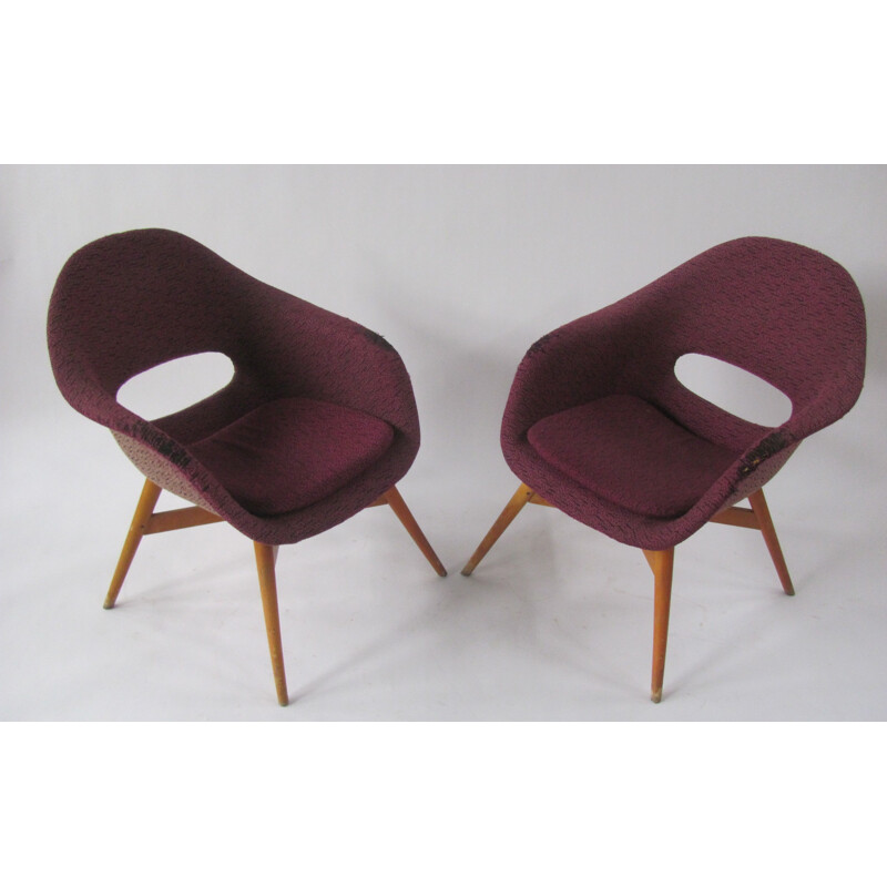 Pair of Small Shell armchairs by Navrátil, Czechoslovakia 1960s