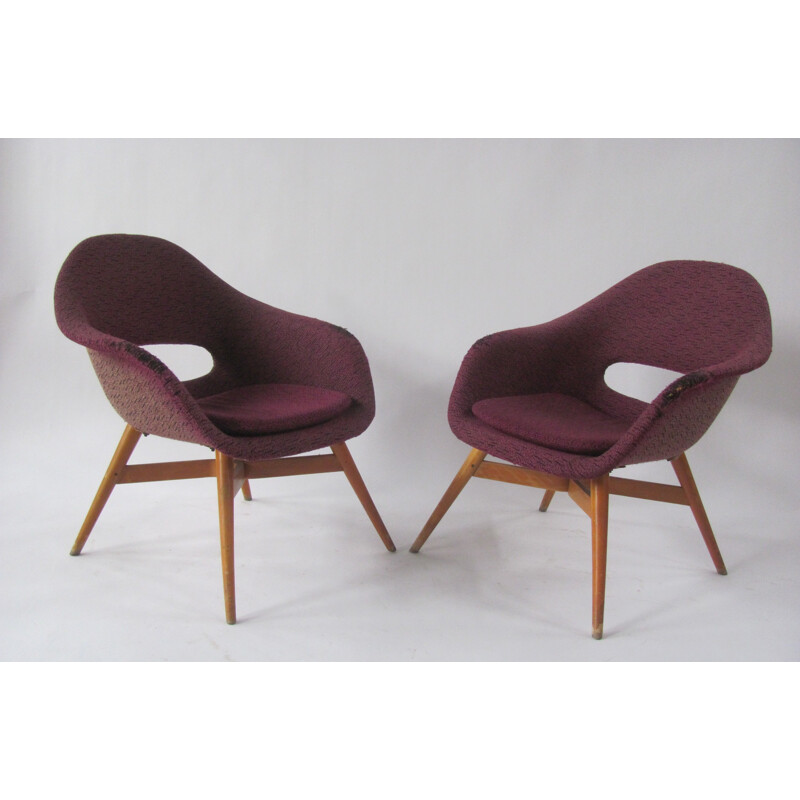 Pair of Small Shell armchairs by Navrátil, Czechoslovakia 1960s