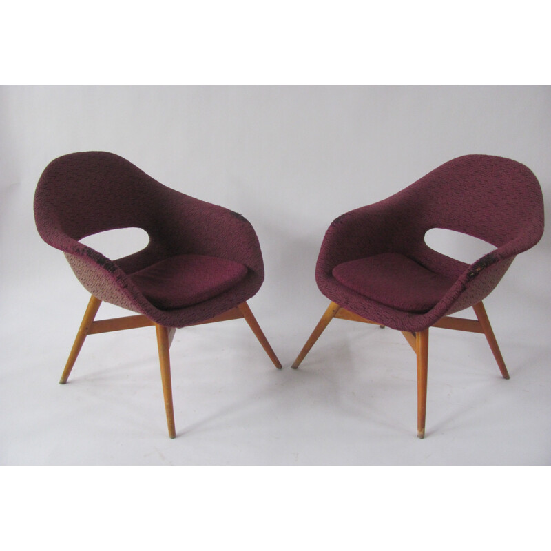 Paire de fauteuils Small Shell par Navrátil, Tchécoslovaquie 1960