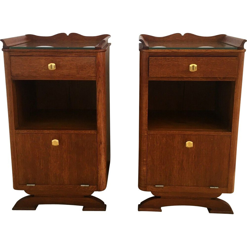 Pair of vintage oak night stands, 1950