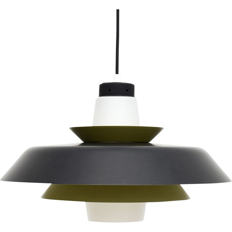 Vintage black and green pendant lamp, Denmark 1960s