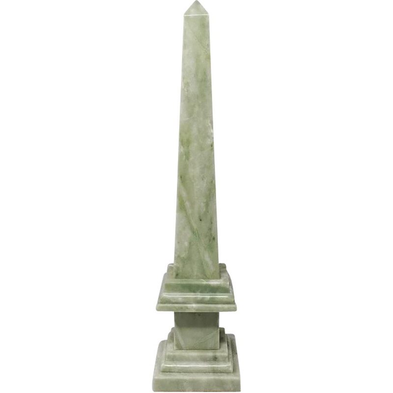 Vintage green marble obelisk handmade, Italy 1960s