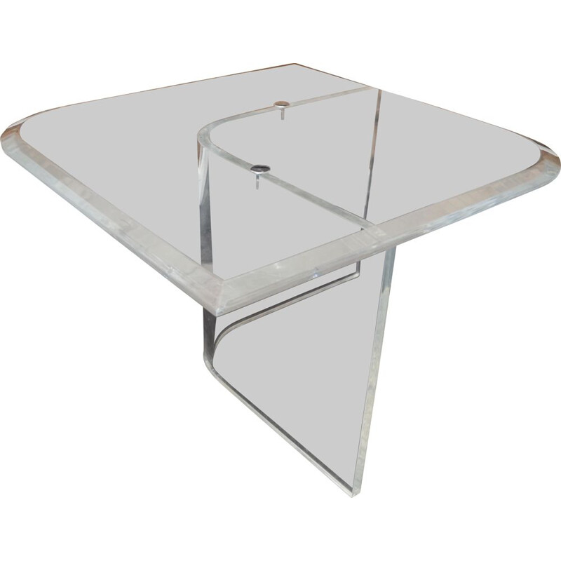 Mid-century transparent plexiglass coffee table, 1980s