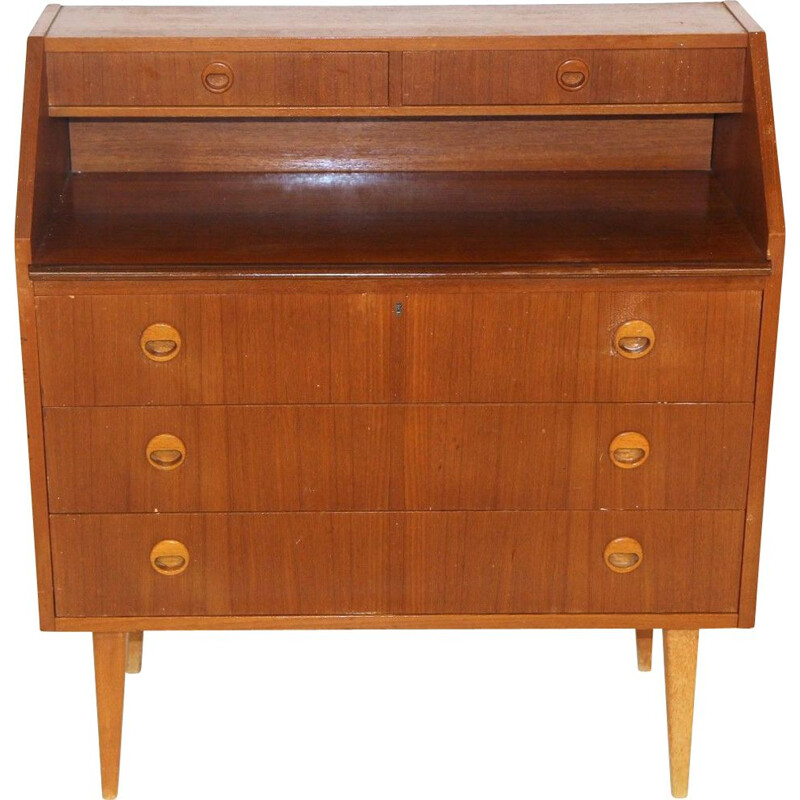 Vintage teak and beechwood secretary, Sweden 1960