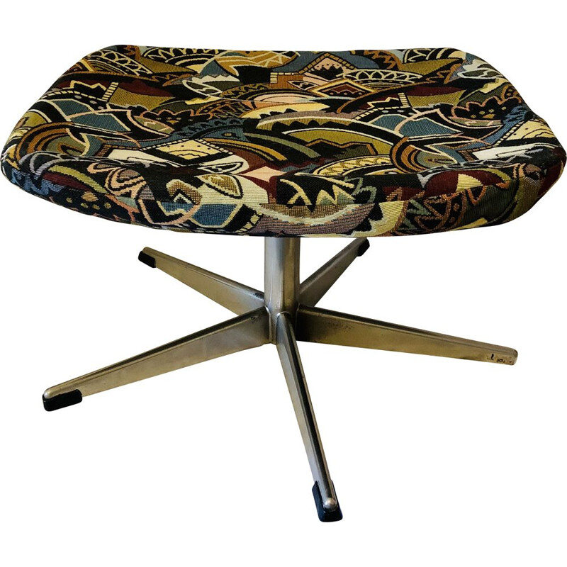 Vintage metal and fabric swivel footrest, 1960-1970