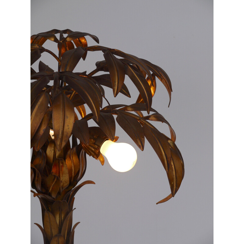 Mid century gilt metal palm tree floor lamp by Hans Kögl, 1970s