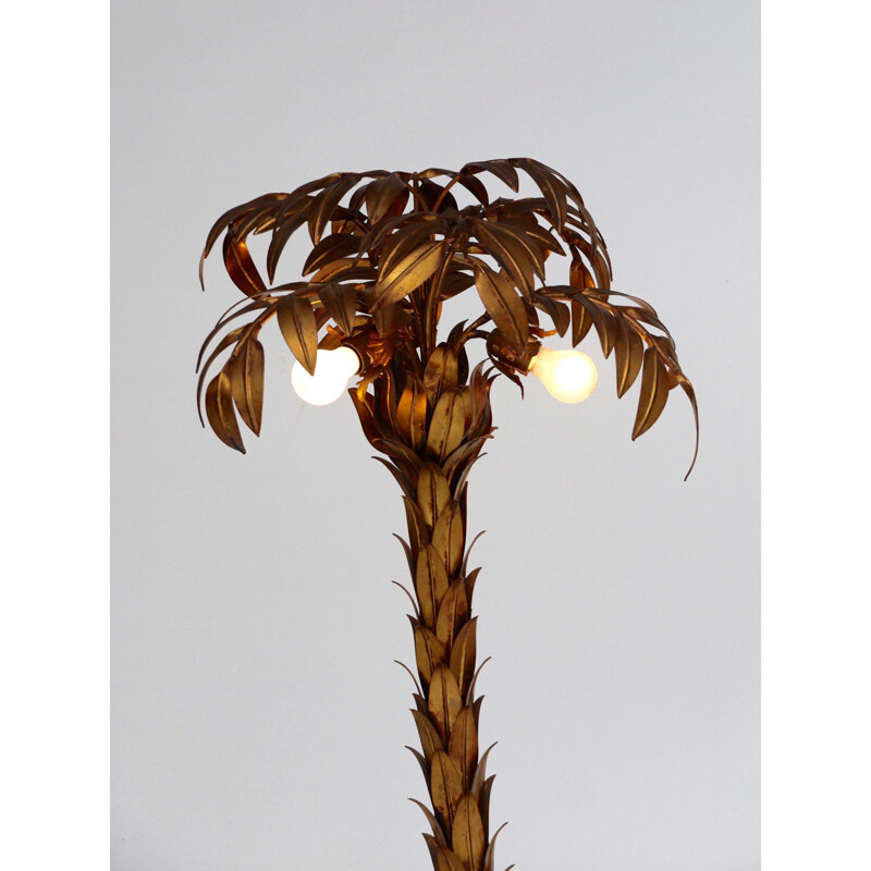 Mid century gilt metal palm tree floor lamp by Hans Kögl, 1970s