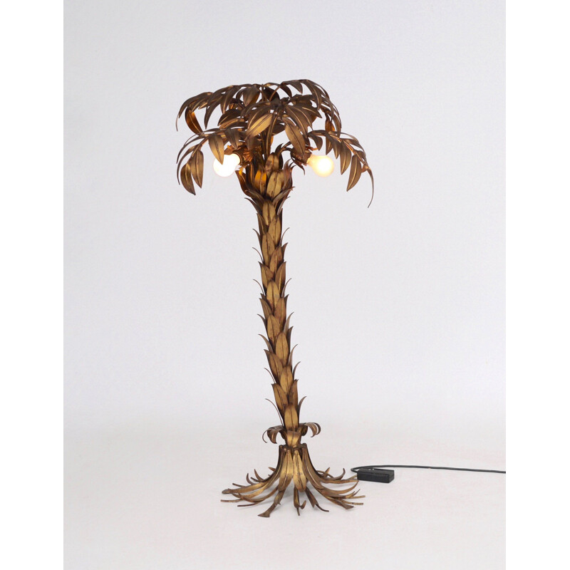 Mid century gilt metal palm tree floor lamp by Hans Kögl, 1970s