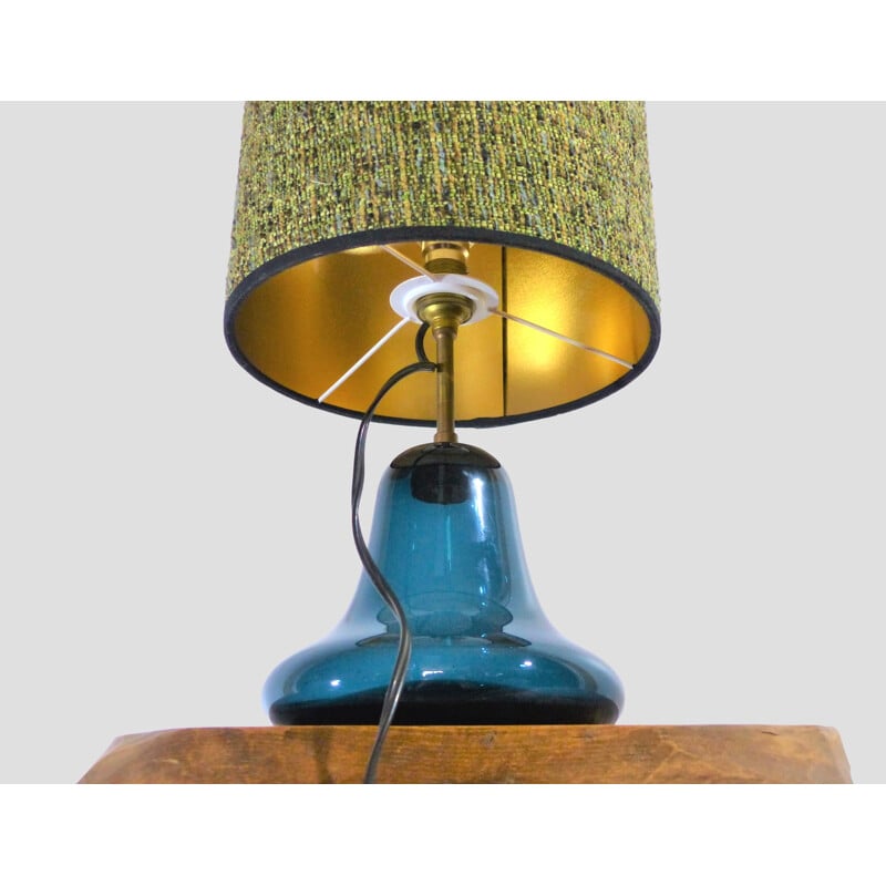 Lampe de table vintage en verre soufflé par Claude Morin, 1978