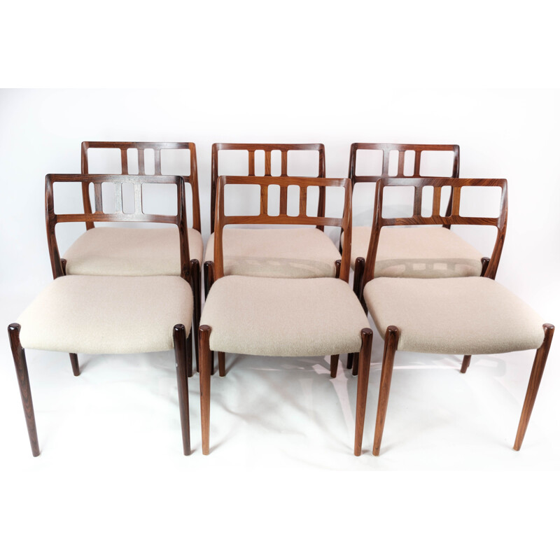 Ensemble de 6 chaises vintage modèle 79 par N.O. Moeller pour J.L. Moeller, 1960