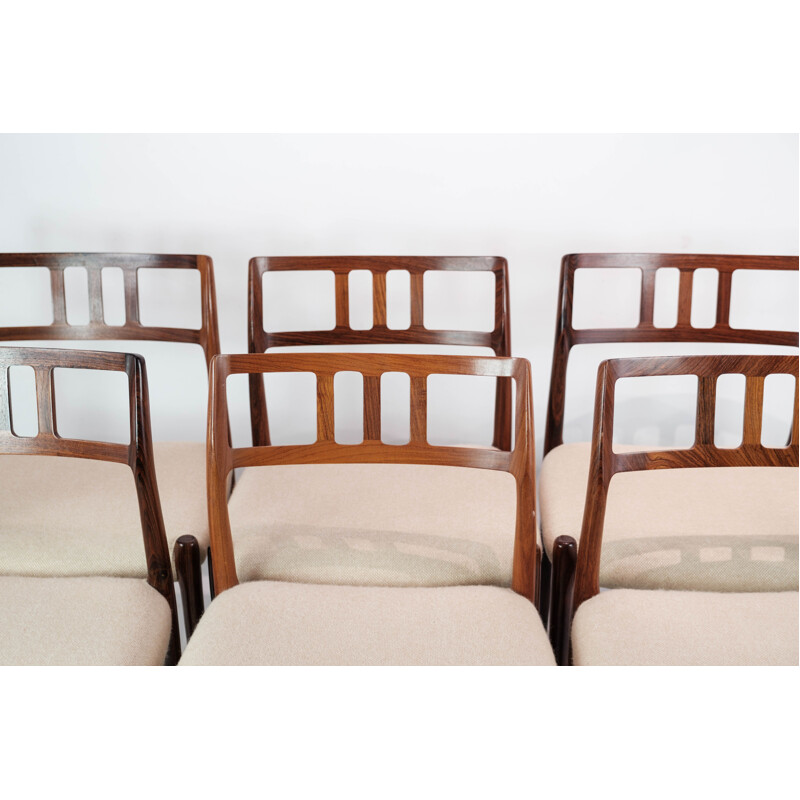 Set of 6 vintage dining chairs model 79 by N.O. Moeller for J.L. Moeller, 1960s