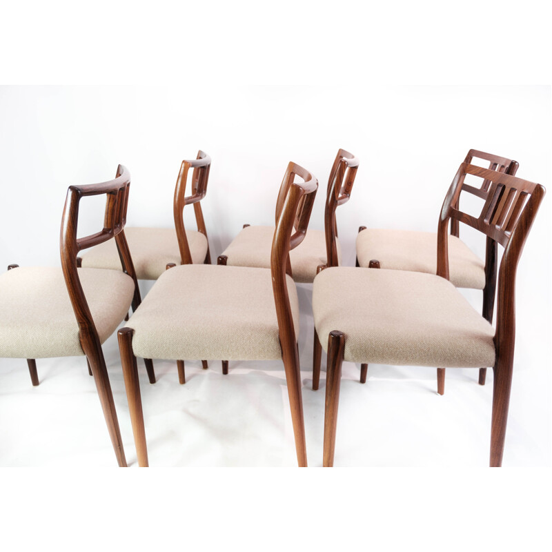 Set of 6 vintage dining chairs model 79 by N.O. Moeller for J.L. Moeller, 1960s